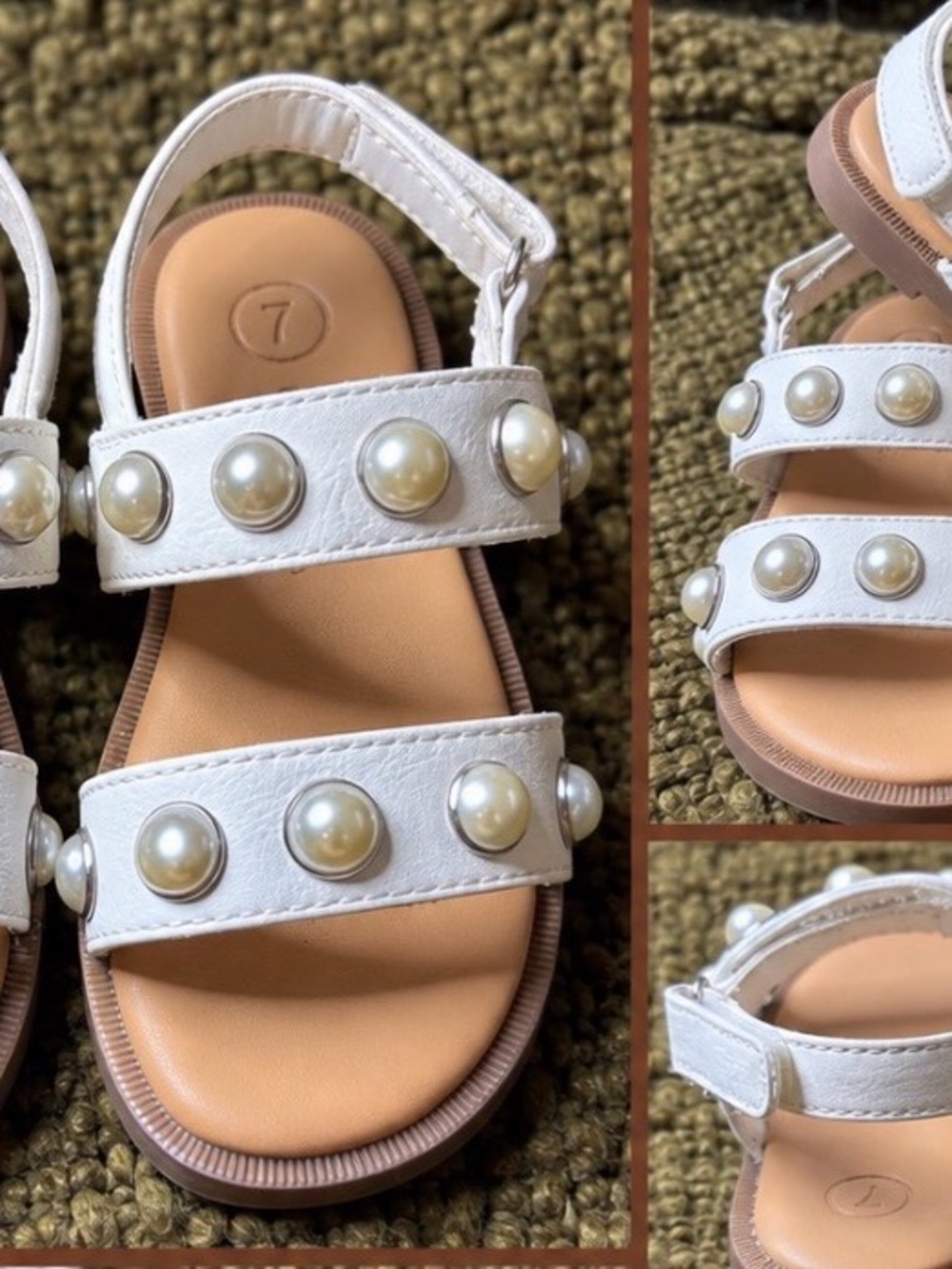 Source Unknown White Pearl-Accent Girls' Sandals